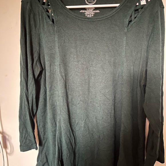 Apt. 9 Dark Green Blouse with Cutout Shoulders - Picture 2 of 3